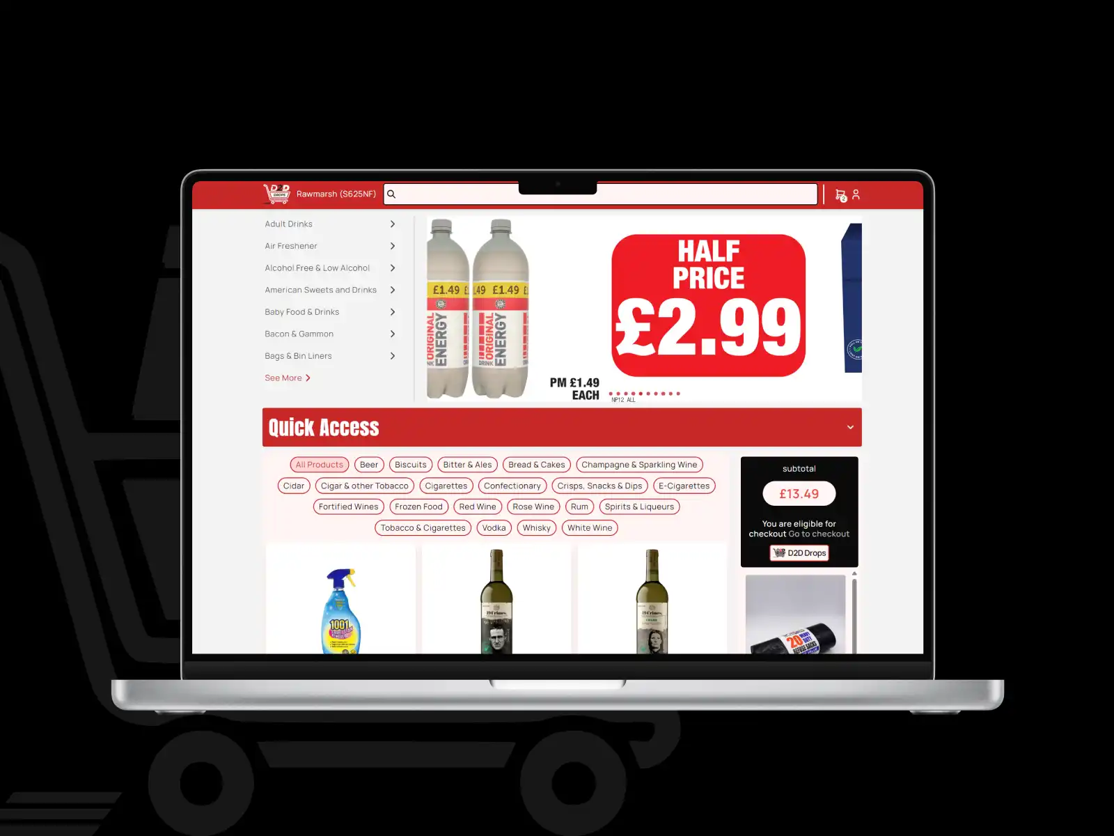 D2D Drops delivery service bringing fresh groceries to a customer&apos doorstep