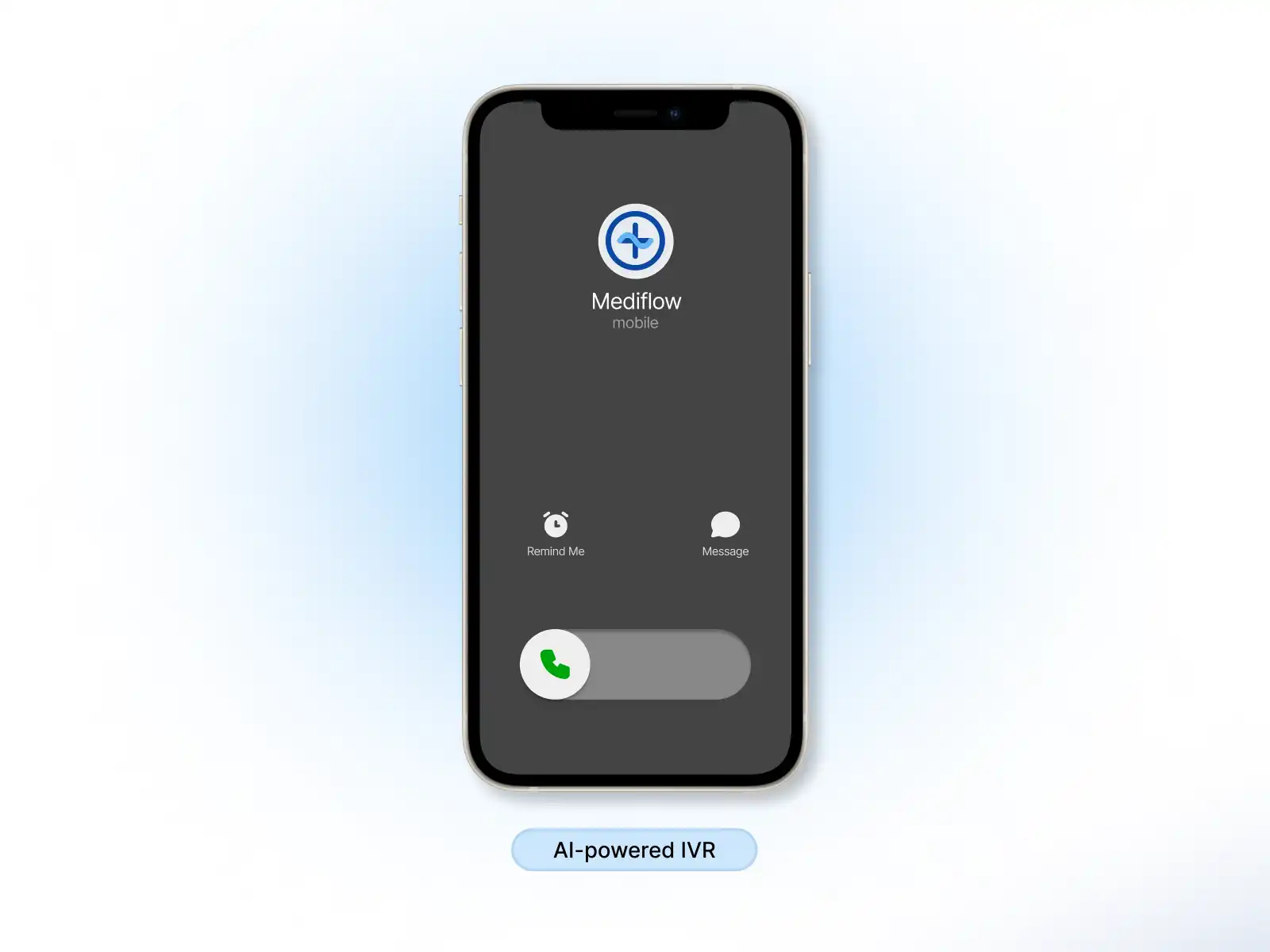 Mediflow AI voice agent interface showing patient onboarding statistics and active calls