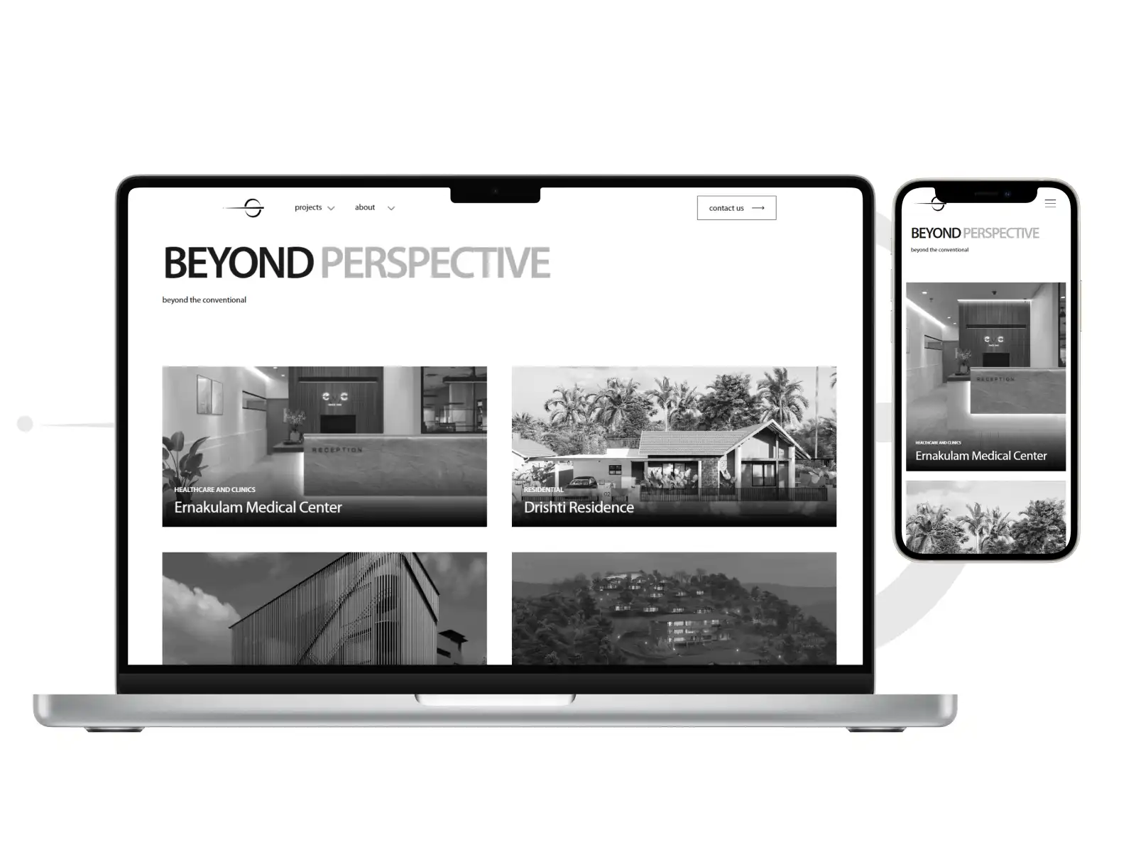 Beyond Perspective'sportfolio website showcasing stunning architectural projects